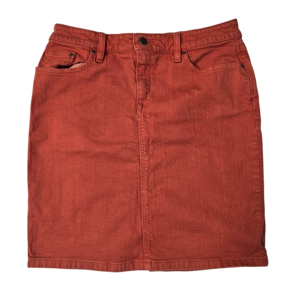 L.L. Bean Favorite Fit Denim Rust Color Mini Skirt
